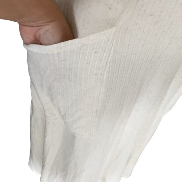 Reformation Midi Dress Linen Blend Plunge V-Neck Texture Knit Ivory XS Stretchy - Picture 8 of 12